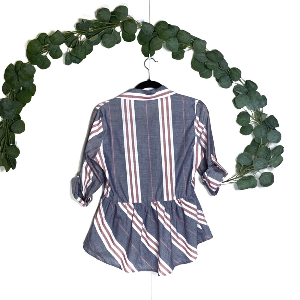 NWOT Love Notes Button Up Striped Top - Picture 2 of 8